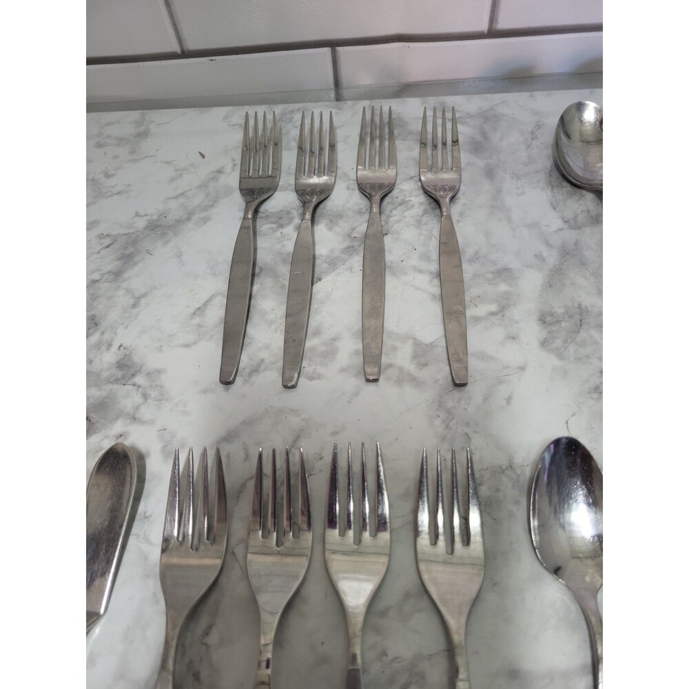 Oneida Community FROSTFIRE Flatware Stainless Satin Mid-century Modern 18 Pieces - Picture 4 of 6